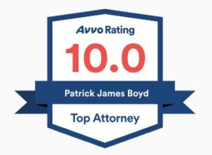 Badge - Avvo Rating 10.0 - Top Attorney: Patrick James Boyd