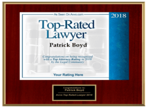 Badge - Avvo Top-Rated Lawyer: Patrick Boyd - 2018