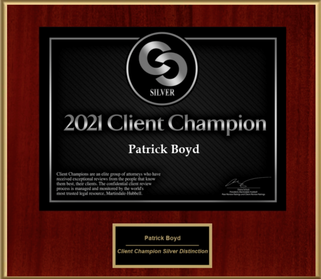 Silver Martindale-Hubbell Client Champion Award: Patrick J. Boyd - 2021